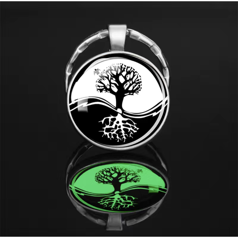 3/$25 Tree Of Life Glow in the Dark Stainless Steel Keychain NEW